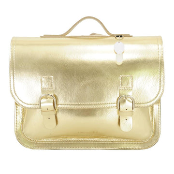 Lederen schooltas met gespen - Gold